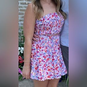 Two piece floral skirt and ruffle top!